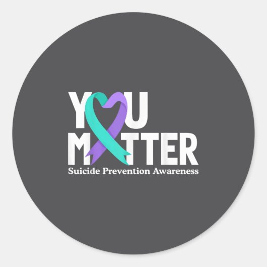 You Suicide Prevention Awareness Teal &amp; Purple Ronde Sticker (Voorkant)