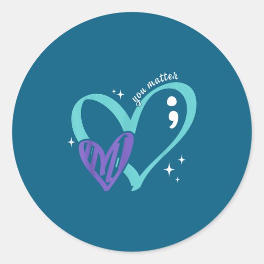 You Suicide Prevention Awareness Teal &amp; Purple Ronde Sticker (Voorkant)
