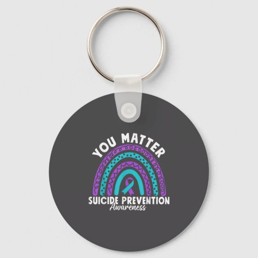You Suicide Prevention Awareness Teal &amp; Purple Sleutelhanger (Voorkant)