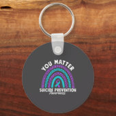 You Suicide Prevention Awareness Teal &amp; Purple Sleutelhanger (Voorkant)