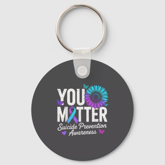 You Suicide Prevention Awareness Teal &amp; Purple Sleutelhanger (Voorkant)
