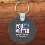 You Suicide Prevention Awareness Teal &amp; Purple Sleutelhanger (Voorkant)