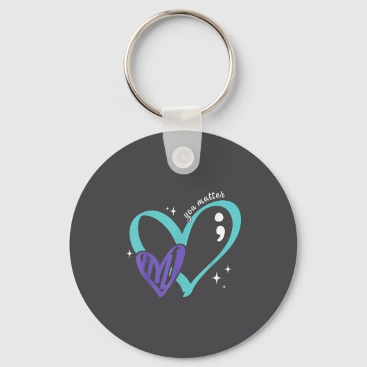You Suicide Prevention Awareness Teal &amp; Purple Sleutelhanger (Voorkant)
