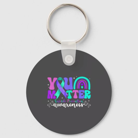 You Suicide Prevention Awareness Teal &amp; Purple Sleutelhanger (Voorkant)