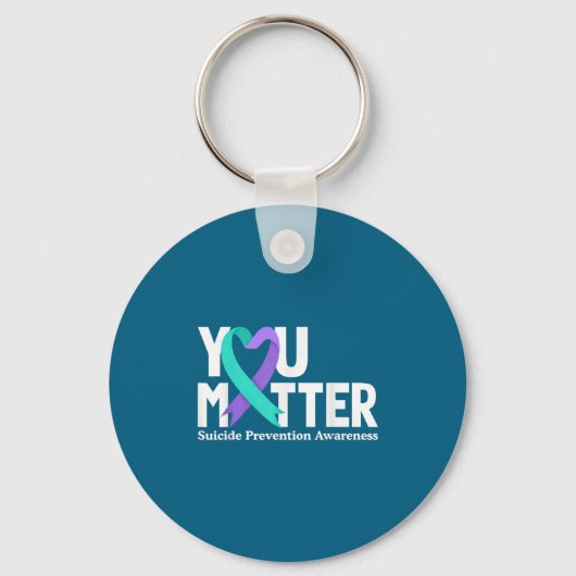 You Suicide Prevention Awareness Teal &amp; Purple Sleutelhanger (Voorkant)