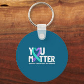 You Suicide Prevention Awareness Teal &amp; Purple Sleutelhanger (Voorkant)