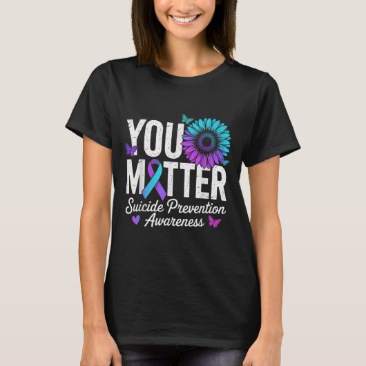 You Suicide Prevention Awareness Teal &amp; Purple T-shirt (Voorkant)