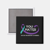 You Suicide Prevention Awareness Teal Purple Hand  Magneet (Voorkant / Achterkant)