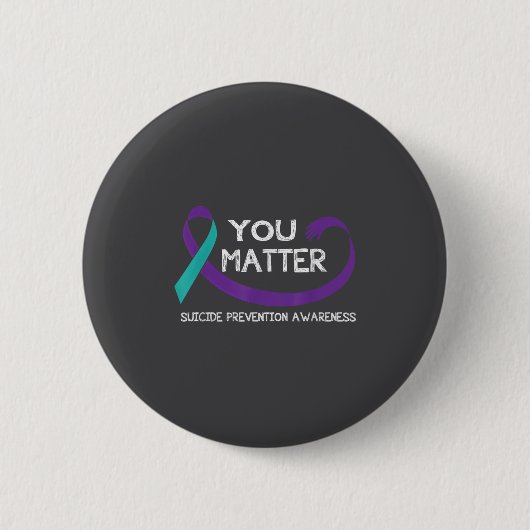 You Suicide Prevention Awareness Teal Purple Hand  Ronde Button 5,7 Cm (Voorkant)