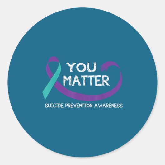 You Suicide Prevention Awareness Teal Purple Hand  Ronde Sticker (Voorkant)