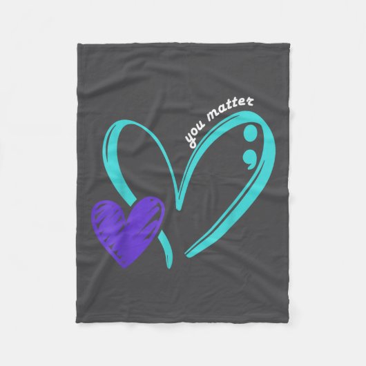 You Suicide Prevention Awareness Teal Purple Heart Fleece Deken (Voorkant)