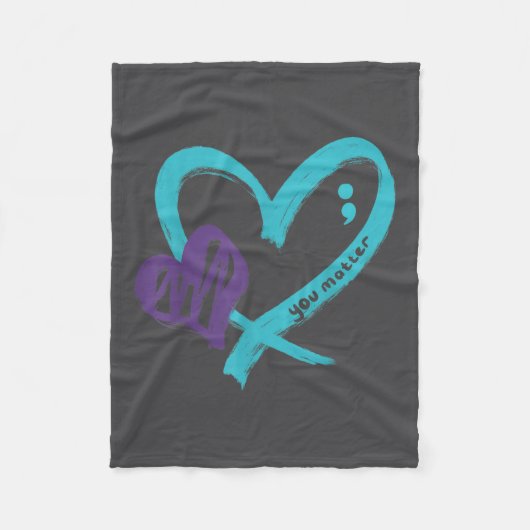 You Suicide Prevention Awareness Teal Purple Heart Fleece Deken (Voorkant)