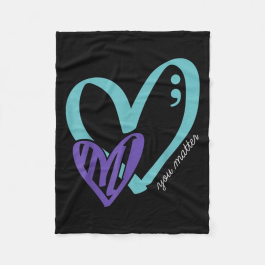 You Suicide Prevention Awareness Teal Purple Heart Fleece Deken (Voorkant)