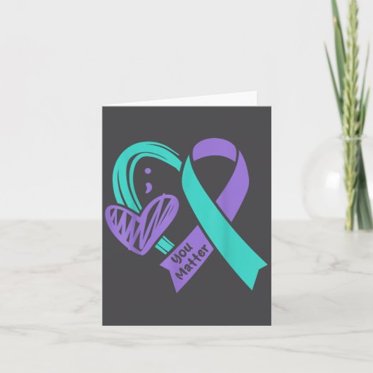 You Suicide Prevention Awareness Teal Purple Heart Kaart (Voorkant)