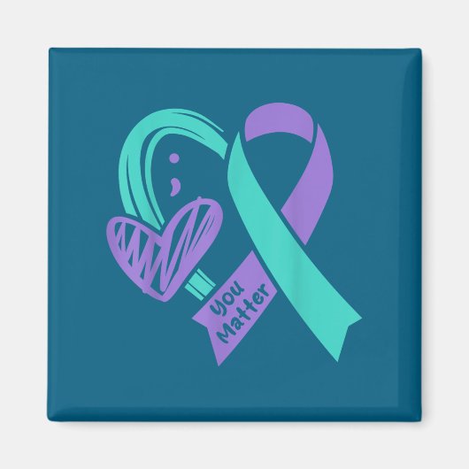 You Suicide Prevention Awareness Teal Purple Heart Magneet (Voorkant)