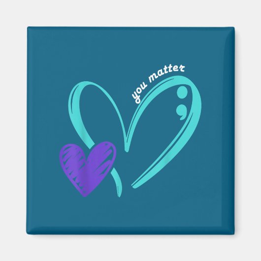 You Suicide Prevention Awareness Teal Purple Heart Magneet (Voorkant)
