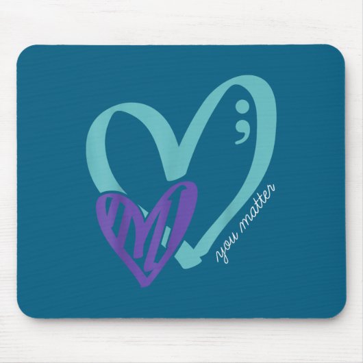 You Suicide Prevention Awareness Teal Purple Heart Muismat (Voorkant)