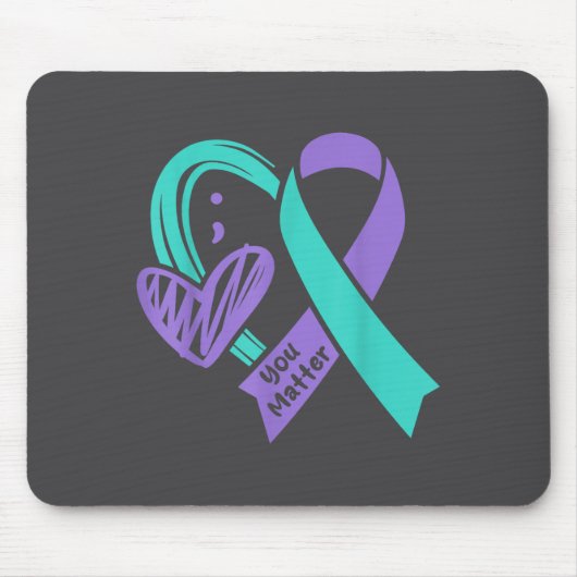 You Suicide Prevention Awareness Teal Purple Heart Muismat (Voorkant)