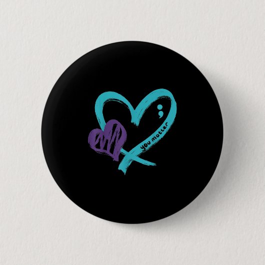 You Suicide Prevention Awareness Teal Purple Heart Ronde Button 5,7 Cm (Voorkant)