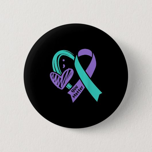 You Suicide Prevention Awareness Teal Purple Heart Ronde Button 5,7 Cm (Voorkant)