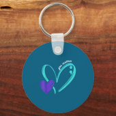 You Suicide Prevention Awareness Teal Purple Heart Sleutelhanger (Voorkant)