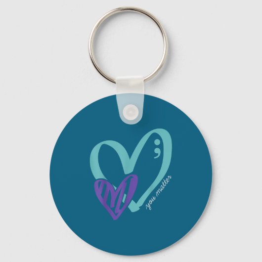 You Suicide Prevention Awareness Teal Purple Heart Sleutelhanger (Voorkant)