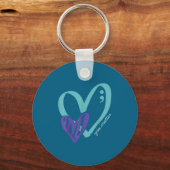 You Suicide Prevention Awareness Teal Purple Heart Sleutelhanger (Voorkant)