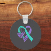 You Suicide Prevention Awareness Teal Purple Heart Sleutelhanger (Voorkant)