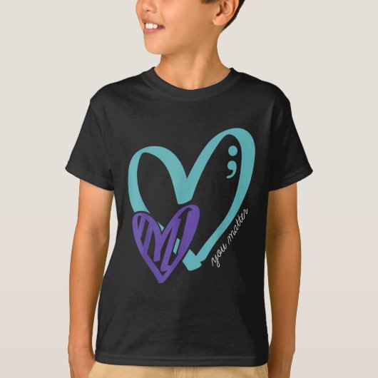 You Suicide Prevention Awareness Teal Purple Heart T-shirt (Voorkant)