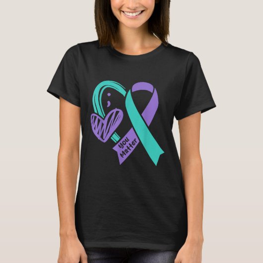 You Suicide Prevention Awareness Teal Purple Heart T-shirt (Voorkant)