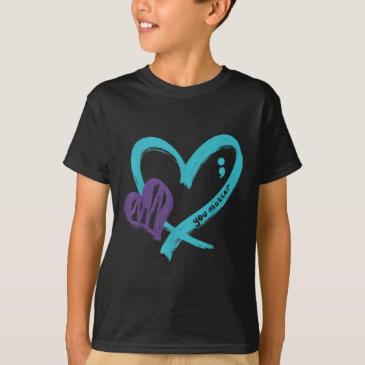 You Suicide Prevention Awareness Teal Purple Heart T-shirt (Voorkant)