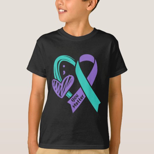 You Suicide Prevention Awareness Teal Purple Heart T-shirt (Voorkant)