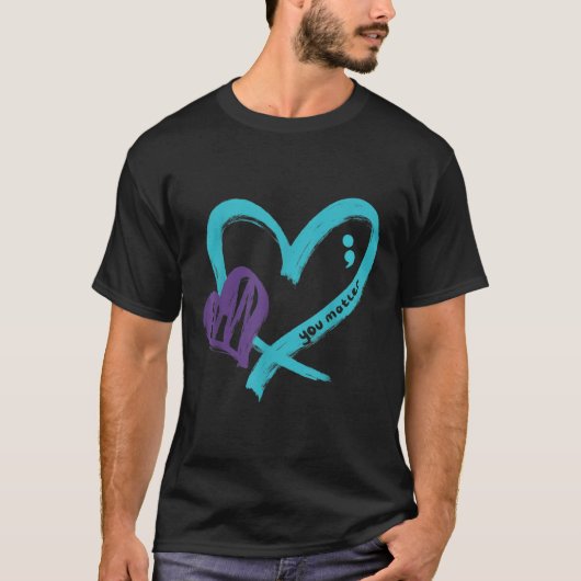 You Suicide Prevention Awareness Teal Purple Heart T-shirt (Voorkant)