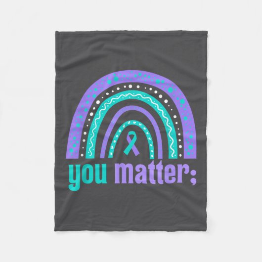 You Suicide Prevention Awareness Teal Purple Rainb Fleece Deken (Voorkant)