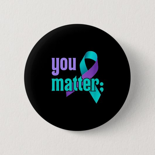 You Suicide Prevention Awareness Teal Purple Rainb Ronde Button 5,7 Cm (Voorkant)