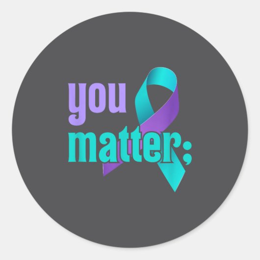 You Suicide Prevention Awareness Teal Purple Rainb Ronde Sticker (Voorkant)
