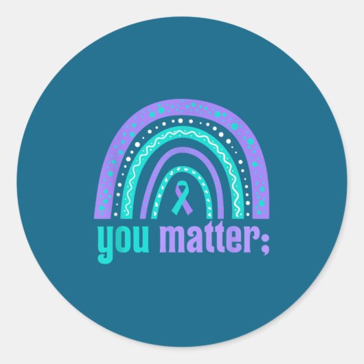 You Suicide Prevention Awareness Teal Purple Rainb Ronde Sticker (Voorkant)
