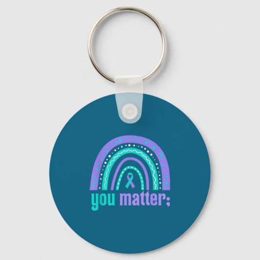 You Suicide Prevention Awareness Teal Purple Rainb Sleutelhanger (Voorkant)