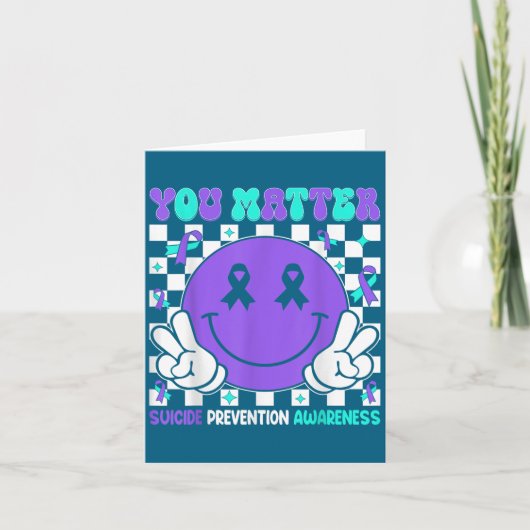 You Suicide Prevention Awareness Teal Purple Ribbo Kaart (Voorkant)