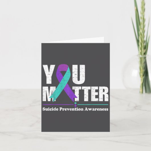 You Suicide Prevention Awareness Teal Purple Ribbo Kaart (Voorkant)