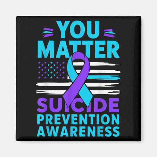 You Suicide Prevention Awareness Teal Purple Ribbo Magneet (Voorkant)
