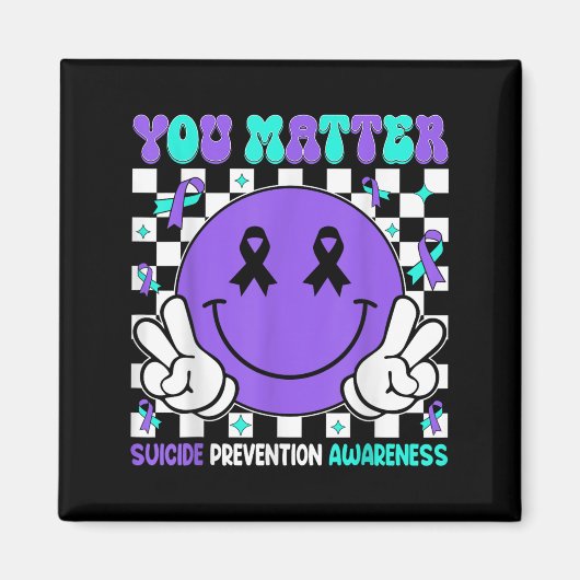 You Suicide Prevention Awareness Teal Purple Ribbo Magneet (Voorkant)