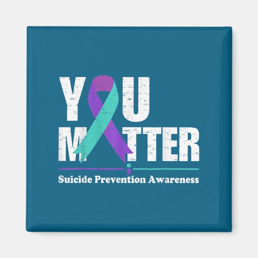 You Suicide Prevention Awareness Teal Purple Ribbo Magneet (Voorkant)