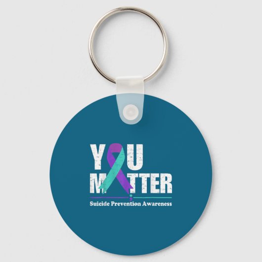 You Suicide Prevention Awareness Teal Purple Ribbo Sleutelhanger (Voorkant)
