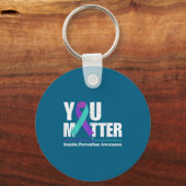 You Suicide Prevention Awareness Teal Purple Ribbo Sleutelhanger (Voorkant)