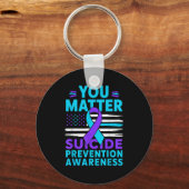 You Suicide Prevention Awareness Teal Purple Ribbo Sleutelhanger (Voorkant)