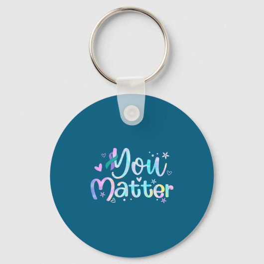 You Suicide Prevention Awareness Teal Purple Ribbo Sleutelhanger (Voorkant)