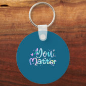 You Suicide Prevention Awareness Teal Purple Ribbo Sleutelhanger (Voorkant)