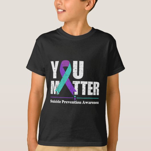 You Suicide Prevention Awareness Teal Purple Ribbo T-shirt (Voorkant)