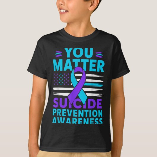 You Suicide Prevention Awareness Teal Purple Ribbo T-shirt (Voorkant)